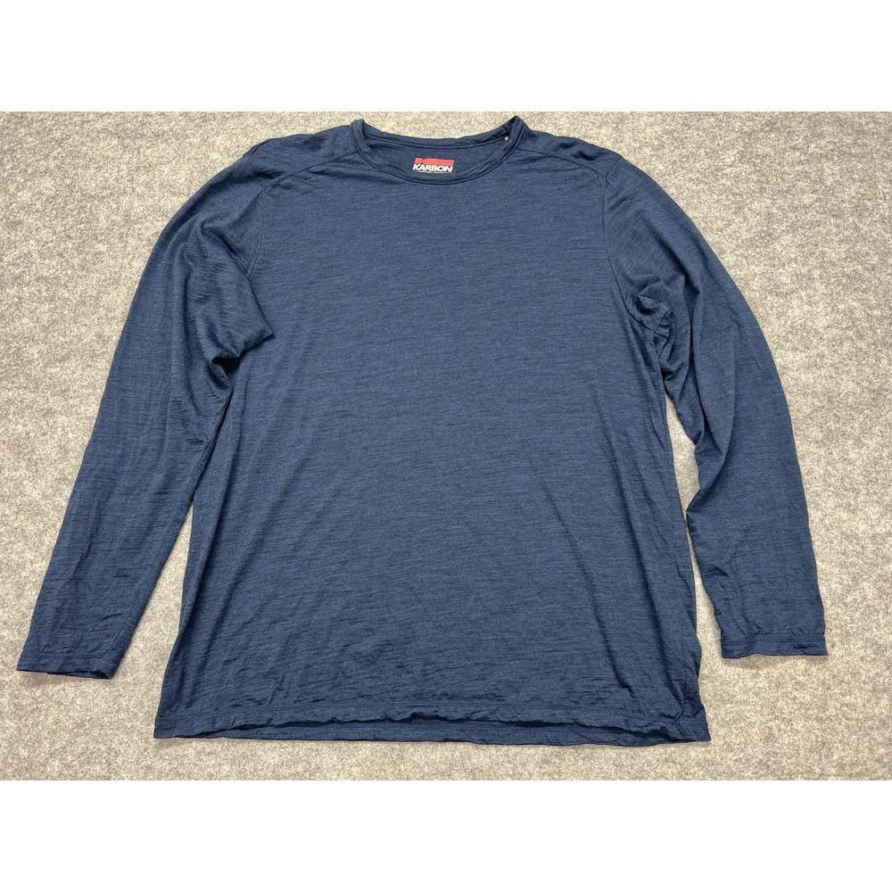 Karbon Shirt Mens XL Blue 100% Merino Wool Long Sleeve Tagless Base Layer